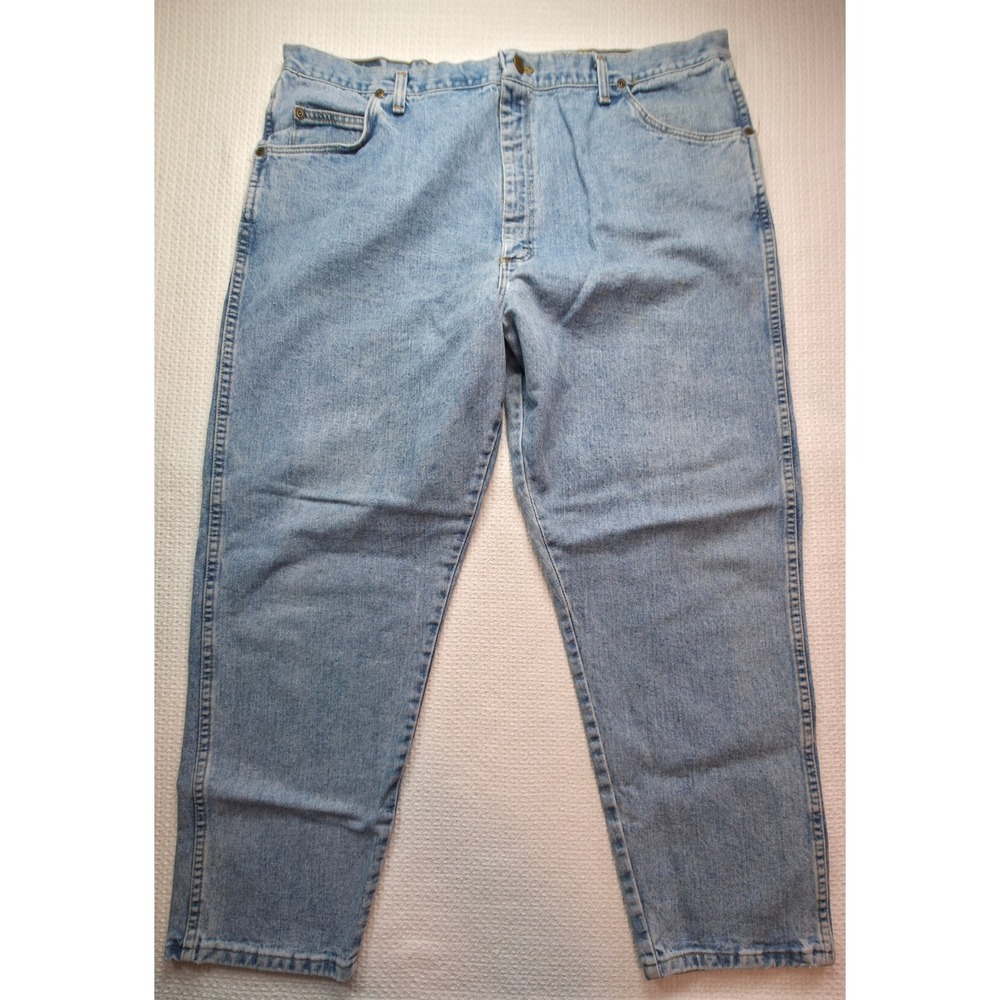 Wrangler Jeans Men 44x30 Light Wash Cotton Denim Straight Leg Vintage USA